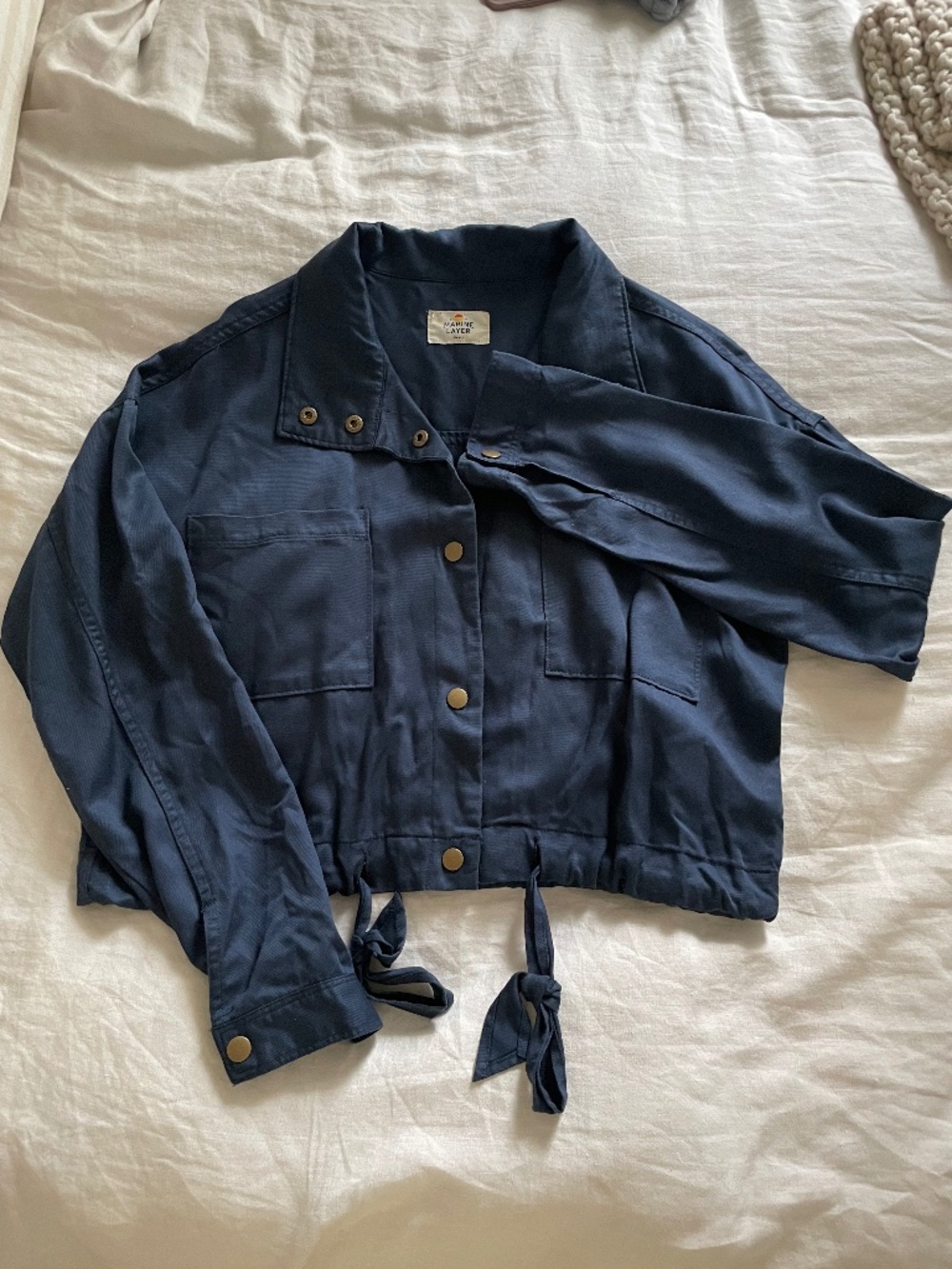 Marine Layer cropped Oslo utility jacket with waist ties - Picture 1 of 7
